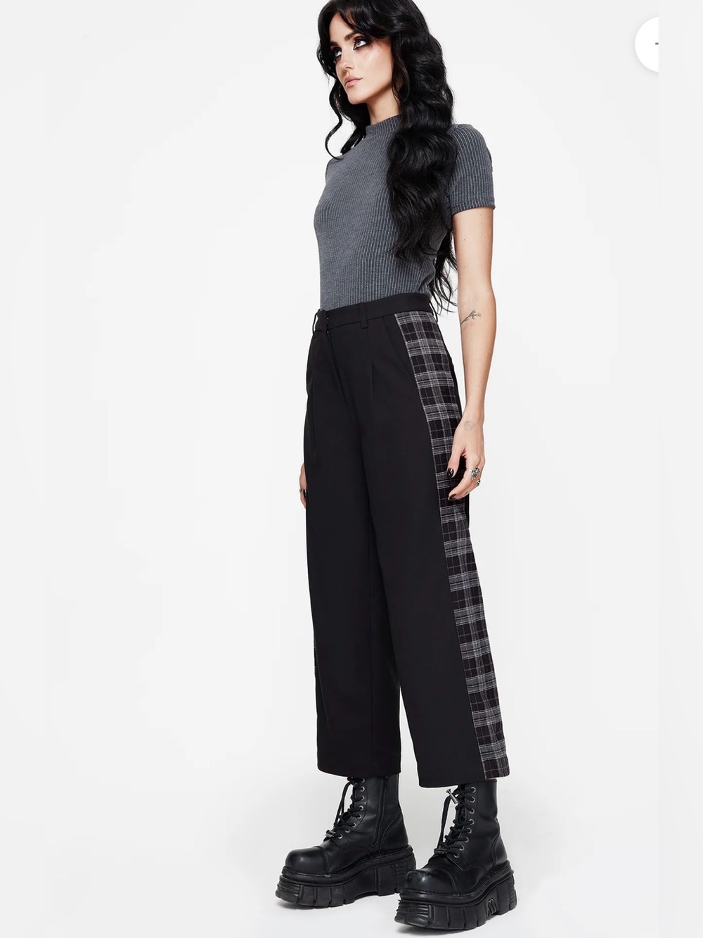 NWT Disturbia Plutone Spliced Check Straight Leg Trousers size 16 pants